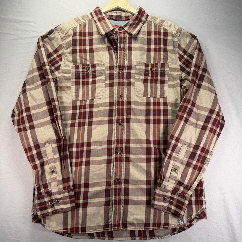 The North Face Flannel Shirt Mens Large Red Plaid Button Up Long Sleeve Outdoors